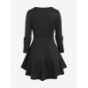 Rosegal Women Plus Size Gothic Lace-up Grommet Ruffles Tee Renaissance Costume Top Long Sleeves Gothic Top(Black_1)