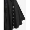 Rosegal Women Plus Size Gothic Lace-up Grommet Ruffles Tee Renaissance Costume Top Long Sleeves Gothic Top(Black_1)