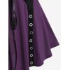 Rosegal Women Plus Size Gothic Lace-up Grommet Ruffles Tee Renaissance Costume Top Long Sleeves Gothic Top(Purple_1)