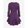 Rosegal Women Plus Size Gothic Lace-up Grommet Ruffles Tee Renaissance Costume Top Long Sleeves Gothic Top(Purple_1)