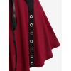 Rosegal Women Plus Size Gothic Lace-up Grommet Ruffles Tee Renaissance Costume Top Long Sleeves Gothic Top(Red_1)