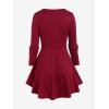 Rosegal Women Plus Size Gothic Lace-up Grommet Ruffles Tee Renaissance Costume Top Long Sleeves Gothic Top(Red_1)