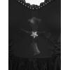 Rosegal Women Plus Size Gothic Lace-up PU Cross Skulls Lace Panel Asymmetrical High Low Midi Dress Rivets Straps Punk Dress(Black_1)