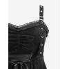 Rosegal Women Plus Size Gothic Sleeveless Dress Rose Floral Lace-up Layered Handkerchief Hem Midi Swing Dress(Black)
