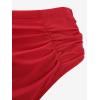 Rosegal Women Plus Size High Waisted Bikini Skull Rose Print Two Piece Bathing Suits Tummy Control Swimwear(Red)