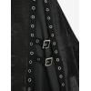 Rosegal Women Plus Size Rose Flower Printed Buckle Grommet Split Layered Gothic Tank Top(Black)