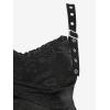 Rosegal Women Plus Size Rose Flower Printed Buckle Grommet Split Layered Gothic Tank Top(Black)