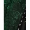 Rosegal Women Plus Size Rose Flower Printed Buckle Grommet Split Layered Gothic Tank Top(Green)