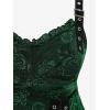 Rosegal Women Plus Size Rose Flower Printed Buckle Grommet Split Layered Gothic Tank Top(Green)