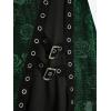 Rosegal Women Plus Size Rose Flower Printed Buckle Grommet Split Layered Gothic Tank Top(Green)