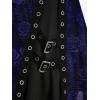 Rosegal Women Plus Size Rose Flower Printed Buckle Grommet Split Layered Gothic Tank Top(Navy Blue)