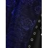 Rosegal Women Plus Size Rose Flower Printed Buckle Grommet Split Layered Gothic Tank Top(Navy Blue)