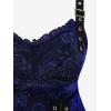 Rosegal Women Plus Size Rose Flower Printed Buckle Grommet Split Layered Gothic Tank Top(Navy Blue)