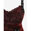 Rosegal Women Plus Size Rose Flower Printed Buckle Grommet Split Layered Gothic Tank Top(Wine Red)