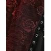 Rosegal Women Plus Size Rose Flower Printed Buckle Grommet Split Layered Gothic Tank Top(Wine Red)