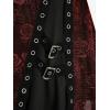 Rosegal Women Plus Size Rose Flower Printed Buckle Grommet Split Layered Gothic Tank Top(Wine Red)