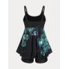 Rosegal Womens Plus Size Curve Butterfly Padded Boyleg Modest Tankini Swimsuit(Black_5)