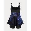 Rosegal Womens Plus Size Curve Butterfly Padded Boyleg Modest Tankini Swimsuit(Blue_1)