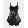 Rosegal Womens Plus Size Curve Butterfly Padded Boyleg Modest Tankini Swimsuit(Green_1)