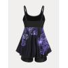 Rosegal Womens Plus Size Curve Butterfly Padded Boyleg Modest Tankini Swimsuit(Purple_1)