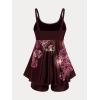 Rosegal Womens Plus Size Curve Butterfly Padded Boyleg Modest Tankini Swimsuit(Red_2)