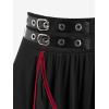 Rosegal Women’s Plus Size Gothic Mini Skirt Contrast Tape Buckled Midi High Waist Elastic A-Line Skirt(Black9)