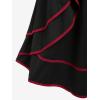 Rosegal Women’s Plus Size Gothic Mini Skirt Contrast Tape Buckled Midi High Waist Elastic A-Line Skirt(Black9)