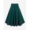 Rosegal Women’s Plus Size Gothic Mini Skirt Contrast Tape Buckled Midi High Waist Elastic A-Line Skirt(Green)