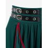 Rosegal Women’s Plus Size Gothic Mini Skirt Contrast Tape Buckled Midi High Waist Elastic A-Line Skirt(Green)