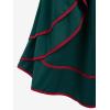 Rosegal Women’s Plus Size Gothic Mini Skirt Contrast Tape Buckled Midi High Waist Elastic A-Line Skirt(Green)