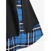 Rosegal Women’s Plus Size Gothic Mini Skirt Plaid Zipper Mini A Line Skirt Blue(Blue)