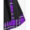 Rosegal Women’s Plus Size Gothic Mini Skirt Plaid Zipper Mini A Line Skirt Blue(Purple_10)