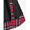 Rosegal Women’s Plus Size Gothic Mini Skirt Plaid Zipper Mini A Line Skirt Blue(Red_10)