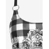 Rosegal Womens Plus Size Gothic Skull Plaid Padded Boyleg Strappy Modest Tankini Swimsuit Set(Black)