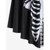 Rosegal Womens Plus Size Skeleton Print Flounce Crisscross Strappy Tankini Swimwear Set(Black_2)