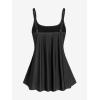Rosegal Womens Plus Size Skull Rose Wing Print Cinched Boyshorts Tankini Swimsuit Set(Black)