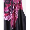 Rosegal Womens Plus Size Skull Rose Wing Print Cinched Boyshorts Tankini Swimsuit Set(Red_1)