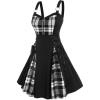 ROSE GAL Gothic Lace Up Plaid Half Zipper Fit and Flare Gothic Dress(White_1)