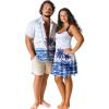 ROSE GAL Matchable Couple Hawaiian Coconut Tree Print Shirt or Plus Size Knee Length Fit and Flare Tank Dress(Men White)