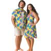 ROSE GAL Matchable Couple Hawaiian Coconut Tree Print Shirt or Plus Size Knee Length Fit and Flare Tank Dress(Men Yellow)