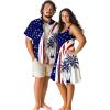 ROSE GAL Matchable Couple Hawaiian Coconut Tree Print Shirt or Plus Size Knee Length Fit and Flare Tank Dress(Women Blue_1)
