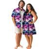 ROSE GAL Matchable Couple Hawaiian Coconut Tree Print Shirt or Plus Size Knee Length Fit and Flare Tank Dress(Women Pink)
