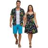 ROSE GAL Matchable Couples Hawaiian Men Shirt and Women Vintage Vintage Sleeveless Dress(Men/Black_2)