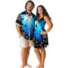 ROSE GAL Matchable Couples Hawaiian Men Shirt and Women Vintage Vintage Sleeveless Dress(Women/Black)