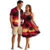 ROSE GAL Matchable Couples Hawaiian Men Shirt and Women Vintage Vintage Sleeveless Dress(Women/Red_1)