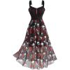 ROSE GAL Plus Size Gothic Dress for Women Halloween Costume Skull Print Goth Swing Witchy Costume Vampire Dresses(Red)