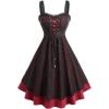 ROSE GAL Plus Size Gothic Vintage Lace Overlay Sleeveless Dress(Red_1)