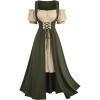 ROSE GAL Plus Size Medieval Renaissance Costume for Women Peasant Dress Cold Shouler Ruffles(Green_1)