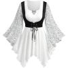 ROSE GAL Plus Size Renaissance Fairy Shirt for Women Lace Bell Sleeves Keyhole Handkerchie Top(White_1)