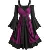 ROSE GAL Plus Size Renaissance Gothic Dress for Women Halloween Costume Cold Shoulder Bell Sleeve Medieval Dress(Black)